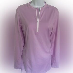 Hiskywin Lavender Quarter-Zip UPF 50 Cover Up - M lavender pink linen,